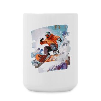 Snowboarder Pulverschnee - Große Tasse 440 ml - Weiß - Vorne