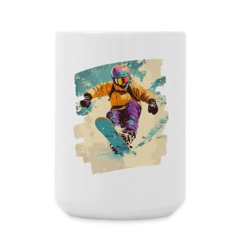 Snowboarder Pulverschnee - Große Tasse 440 ml - Weiß - Vorne