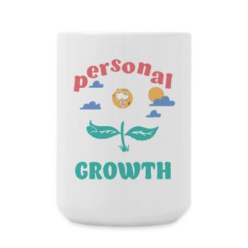 Personal Growth Motivational Floral Design tshirt - Large Mug 440 ml - white - Front