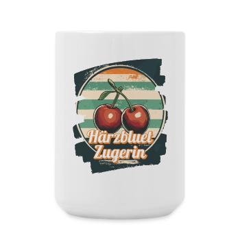 Härzbluetzugerin Zuger Chriesi Kirschen Kanton Zug - Große Tasse 440 ml - Weiß - Vorne