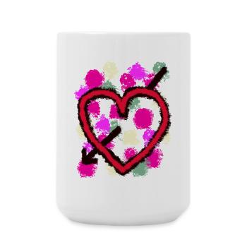Valentin Valentinstag Herz Herzen Pfeil Liebe - Große Tasse 440 ml - Weiß - Vorne