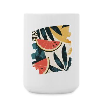 Sommer Wassermelone und Palmen - Große Tasse 440 ml - Weiß - Vorne
