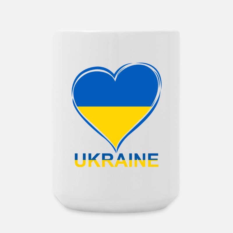Ukraine Heart Flag Design - Large Mug 440 ml - white