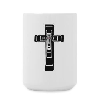 Cross Jesus Heart Hearts Crosses Crucifix - Large Mug 440 ml - white - Front