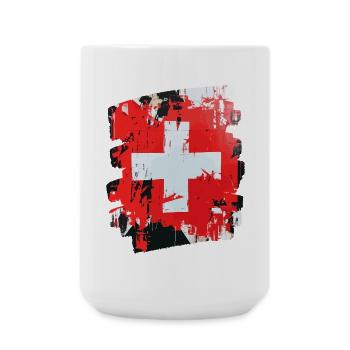 Schweizer Flagge Schweiz - Große Tasse 440 ml - Weiß - Vorne