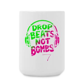 Drop Beats Not Bombs green pink - Large Mug 440 ml - white - Front