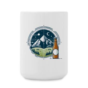 Nachtliche Bergkulisse mit Bierflasche - Große Tasse 440 ml - Weiß - Vorne