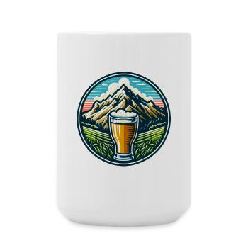 Mountain view with beer glass motif - Large Mug 440 ml - white - Front
