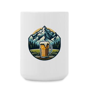 Bergblick mit Bier und Naturmotiv - Große Tasse 440 ml - Weiß - Vorne