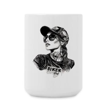 Biker Girl Birthday Motorcycle Biker - Large Mug 440 ml - white - Front