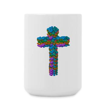 Kreuz Kreuze Herz Herzen Kruzifix - Große Tasse 440 ml - Weiß - Vorne