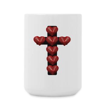 Kreuz Jesus Herz Herzen Kreuze Kruzifix - Große Tasse 440 ml - Weiß - Vorne