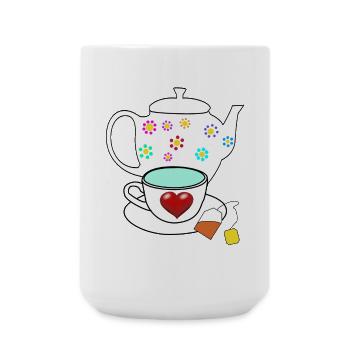 Heart Tea Teapot Valentine's Day Drinks - Large Mug 440 ml - white - Front