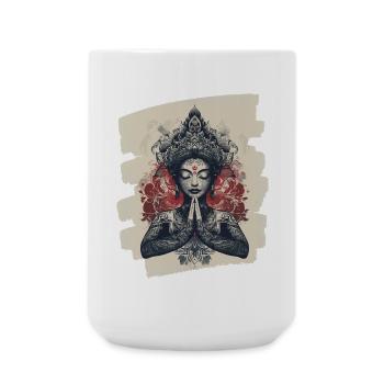 Yoga Namaste Meditation - Große Tasse 440 ml - Weiß - Vorne