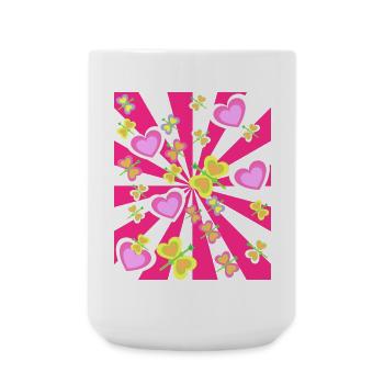 Retro Summer Summertime Heart Hearts Birthday - Large Mug 440 ml - white - Front