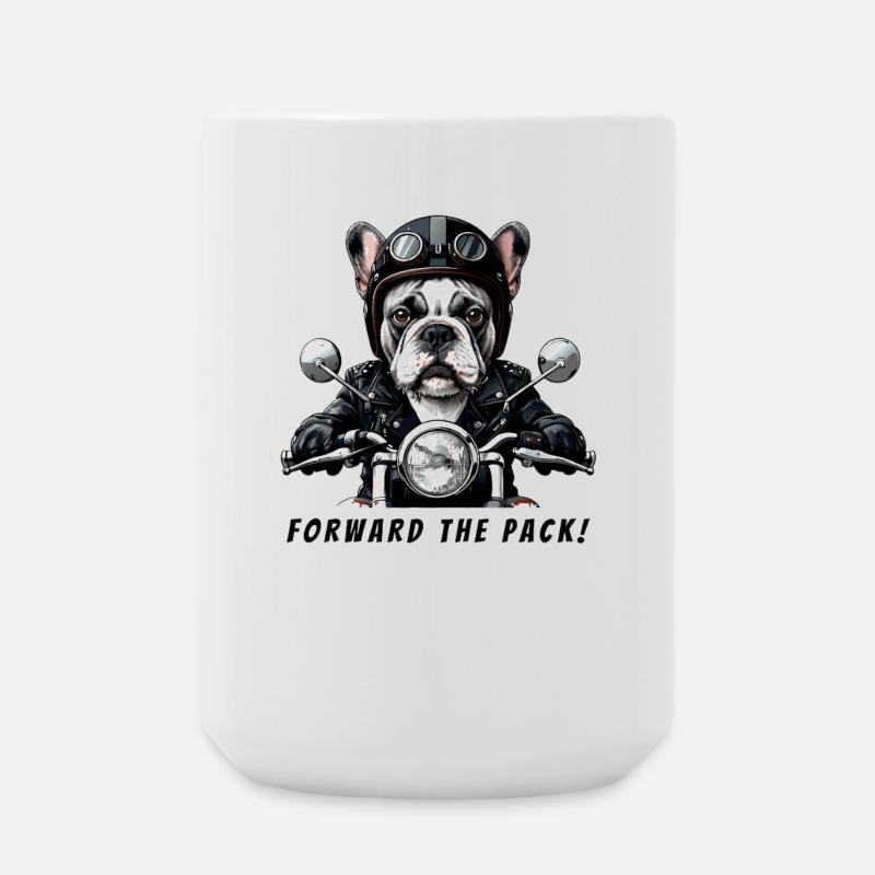 Bouledogue Motard "Forward the Pack" - Grande tasse 440 ml - blanc