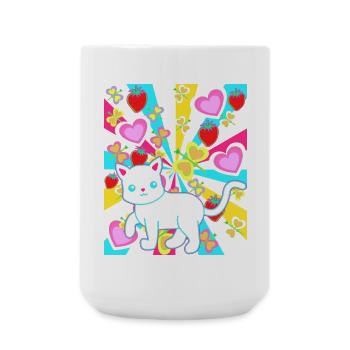 colorful colorful retro summer cat cats - Large Mug 440 ml - white - Front