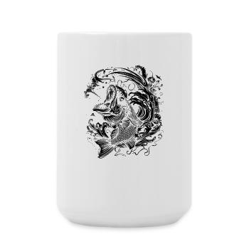 Cartoon Fischen - Große Tasse 440 ml - Weiß - Vorne