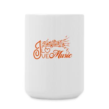 Ich liebe Musik Noten mit Herz - Große Tasse 440 ml - Weiß - Vorne