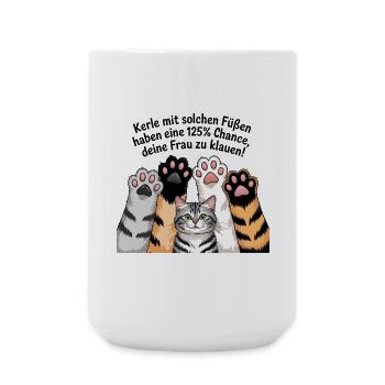 Katzenpfoten Humor – Frau geklaut in 3…2…1 Katze - Große Tasse 440 ml - Weiß - Vorne
