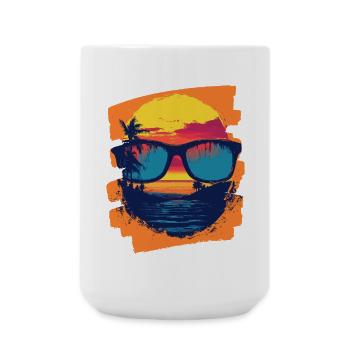 Sunglasses Summer Palm Trees - Large Mug 440 ml - white - Front
