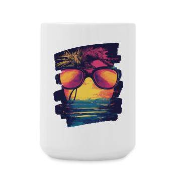 Sunglasses Summer Palm Trees - Large Mug 440 ml - white - Front
