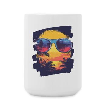 Sonnenbrille Sommer Palmen - Große Tasse 440 ml - Weiß - Vorne