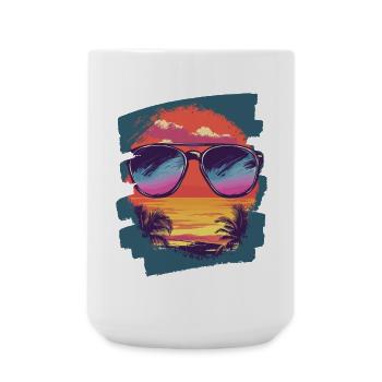 Sonnenbrille Sommer Palmen - Große Tasse 440 ml - Weiß - Vorne