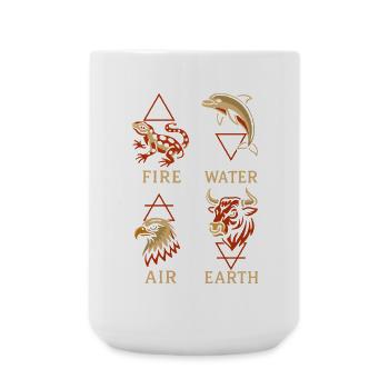 Alchemistische Tiersymbole | Kunst mit vier Elementen - Große Tasse 440 ml - Weiß - Vorne