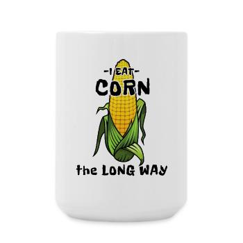 Humour adulte embarrassant Je mange du maïs à la longue - Grande tasse 440 ml - blanc - Devant