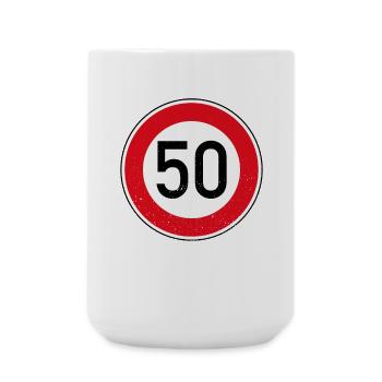 50th Birthday Sign Speed Limit Gift Tempo 50 - Large Mug 440 ml - white - Front