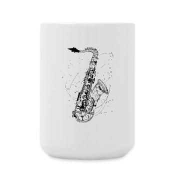 Saxophone Drawing - Large Mug 440 ml - white - Front