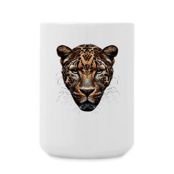Panthère léopard Grand chat Chat Panthère léopard - Grande tasse 440 ml - blanc - Devant
