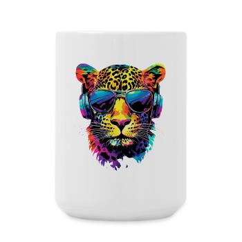 Panthère léopard Grand chat Chat Panthère léopard - Grande tasse 440 ml - blanc - Devant