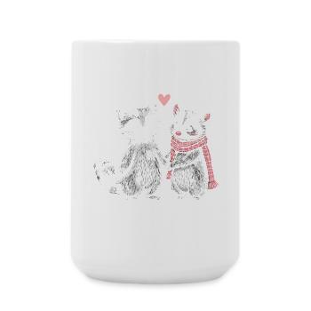 Feral Design Amour Couple Opossum Opossum Raton laveur - Grande tasse 440 ml - blanc - Devant