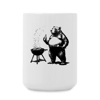 Grill Master Bear Funny Gift for Dads - Large Mug 440 ml - white - Front