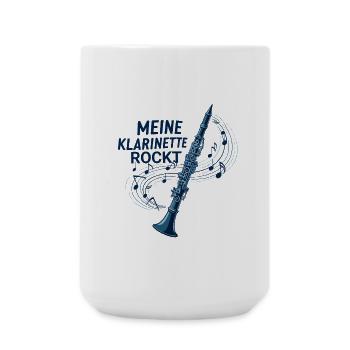 Meine Klarinette rockt – Klarinettistin - Große Tasse 440 ml - Weiß - Vorne