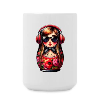 Russian Matroschka Musik Russland Russische - Große Tasse 440 ml - Weiß - Vorne