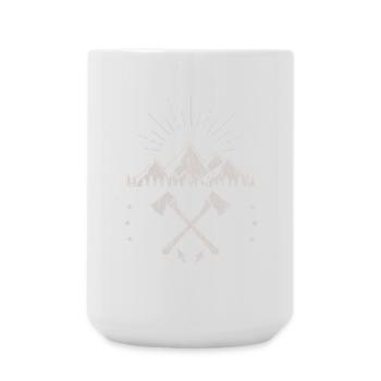 Rugged Mountain Sunrise Axe Emblem - Large Mug 440 ml - white - Front