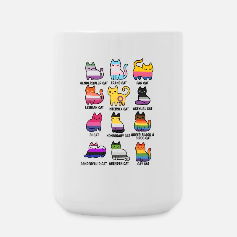 Niedliche Retro LGBT Katze Cat Pride & Equality - Große Tasse 440 ml - Weiß