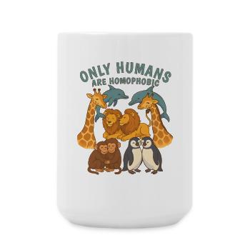 Cute Animal Only Humans are homophobic Pride Animals - Large Mug 440 ml - white - Front
