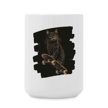 Chat sur Skateboard Skate - Grande tasse 440 ml - blanc - Devant
