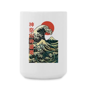 Die große Welle vor Kanagawa - Hokusai Kunst - Große Tasse 440 ml - Weiß - Vorne
