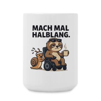 Faultier und Schnecke Kaffee Pause Humor Lustig - Große Tasse 440 ml - Weiß - Vorne