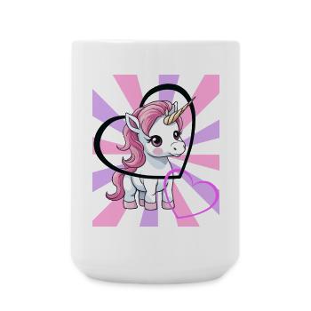 Einhorn Valentin Herz Teenie Pferd Kinder Herzen - Große Tasse 440 ml - Weiß - Vorne