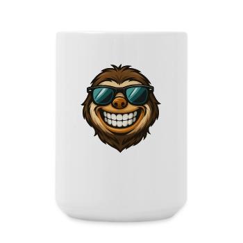 Fat Sloth with Sunglasses Summer Happy - Large Mug 440 ml - white - Front