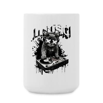 Musique Chat DJ Fête Platines Fun - Grande tasse 440 ml - blanc - Devant