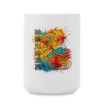 Big Wave Kanagawa One Line Minimalist - Large Mug 440 ml - white - Front