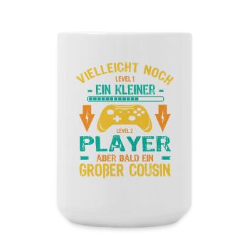 Einzelkind komplett Ich bin bald ein Großer Cousin - Große Tasse 440 ml - Weiß - Vorne