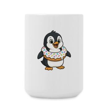Süßer Pinguin Donut Schwimmen Schwimmring Cartoon - Große Tasse 440 ml - Weiß - Vorne